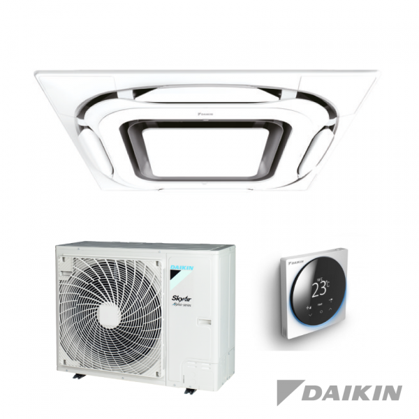 Daikin-FCAHG100H+RZAG100NY1-Cassette-unit-10,0-kW-Designpaneel-wit